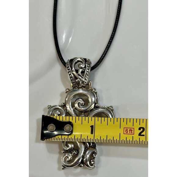 Vtg Best Filigree Victorian Goth Metal Cross Pendant Necklace 16in ~ 18in - Picture 4 of 6